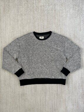 Marine Layer Robin Birdseye Knit Crewneck Cotton Sweatshirt Sweater Top L